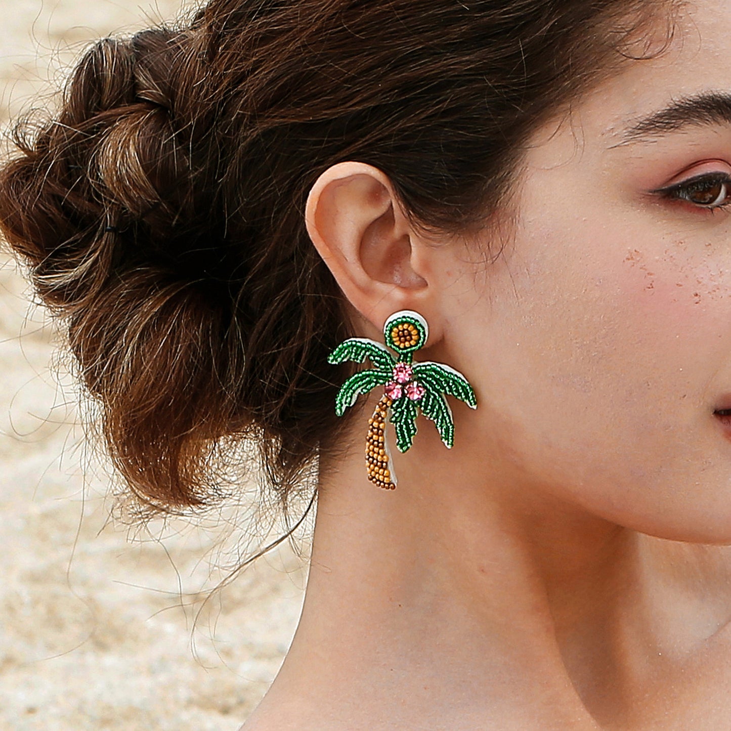 Rice Bead Coconut Tree Earrings